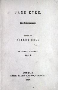 Tittelside til den første utgaven av Jane Eyre av Charlotte Bronte, 1847 (trykk) av English School
