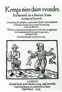Tittelside til William Kemps Nine Days Wonder, utgitt i 1600 av English School