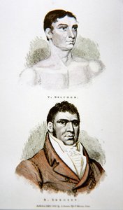 Tom Belcher og Gregson, fra et trykk utgitt i 1813 (farge litho) av English School
