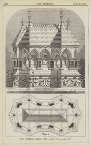 Tomb, Middleton Cheney, Oxon, Mr W Wilkinson, arkitekt (gravering) av English School