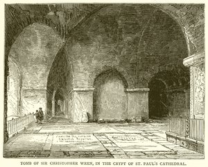 Graven til Sir Christopher Wren, i Crypt of St. Pauls Cathedral av English School