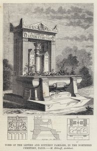 Graven til Lepere og Hittorff-familiene, på den nordlige kirkegården, Paris (gravering) av English School