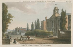 Tottenham Court Road Turnpike og St James Chapel, London av English School