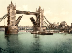 Tower Bridge, London (håndfarget bilde) av English School