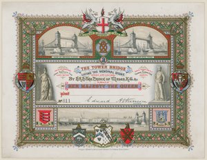 Tower Bridge, London, Invitasjon til legging av minnesteinen, 21. juni 1886 av English School