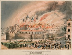 Tower of London Fire, 1841 av English School