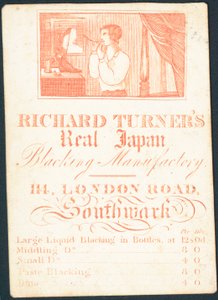 Trade card, Richard Turners Real Japan Blacking Manufactory av English School