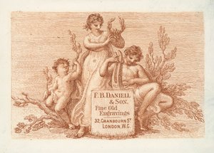 Handelskort for FB Daniell amp; Son, fine gamle graveringer, London (gravering) av English School