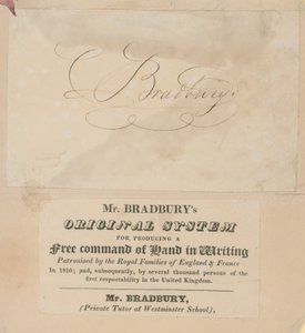 Byttekort for Mr Bradburys originale system for å produsere en gratis håndbok skriftlig av English School