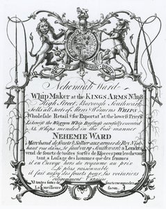 Byttekort for Nehemiah Ward, Southwark piskemaker av English School