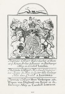 Byttekort for Thomas Collyer, Cornhill Haberdasher av English School