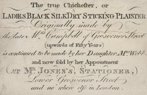 Visitenkarte, der wahre Chichester, oder Damen Schwarzes Seidentrockenpflaster von English School