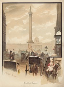 Trafalgar Square, London (kromolitho) av English School