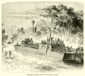 Transportlekter på James River Canal (gravering) av English School