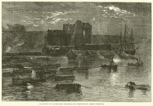 Transport av kommunistiske fanger på pongtonger i Brest havn, 1871 av English School