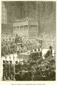 Rettssak mot Charles I i Westminster Hall, januar 1649 av English School