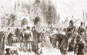 Trial of Jerome: venter på dommen, illustrasjon fra The History of Protestantism av James Aitken Wylie (1808-1890), pub. 1878 av English School