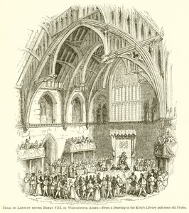 Rettssak mot Lambert før Henry VIII i Westminster Abbey av English School