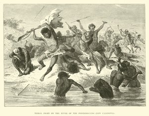 Stammekamp ved elven til Ponerihouens, Ny-Caledonia av English School