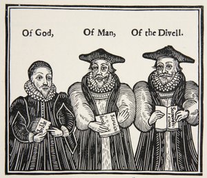 Triple Episcopacie , satire av Puritan Party of Laud og hoffbiskopene, fra en traktat fra 1641 av English School