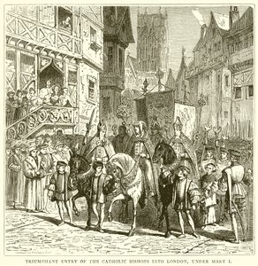 Triumferende inntreden av de katolske biskopene i London, under Mary I av English School