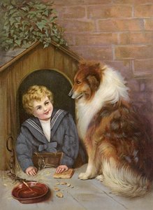 Turned Out - Junge, der vorgibt, ein Collie-Hund zu sein