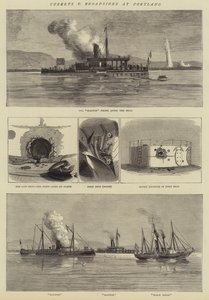 Turrets v Broadsides at Portland (gravering) av English School