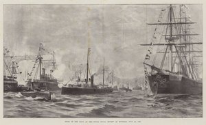 Typer av marinen ved Royal Naval Review på Spithead, 23. juli 1887 (litho) av English School