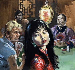 Unidentifiziertes Mädchen in einem chinesischen Glücksspielhaus von English School