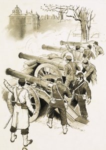 Uidentifiserte soldater med kanoner av English School