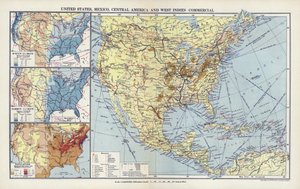 USA, Mexico, Mellom-Amerika og Vestindia, kommersiell (fargelitografi) av English School