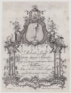 Upholsterer, Robert Legg, trade card av English School