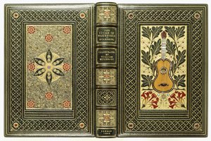 Øvre og nedre deksler, med gitar- og blomsterdesign, 1843 av English School