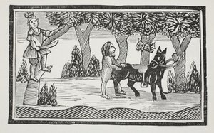 Valentine og Orson, illustrasjon fra Chap-books of the Eighteenth Century av John Ashton, pub. 1882 av English School