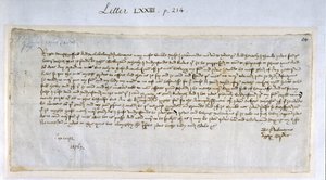 Valentine-brev fra Margery Brews til John Paston III, februar 1477 (penn og blekk på papir) av English School