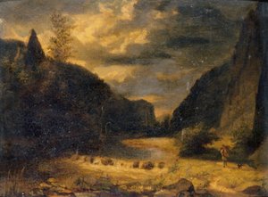 Dallandskap, ca. 1850 (olje på panel) av English School