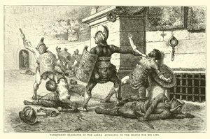 Beseiret Gladiator på arenaen appellerer til folket for sitt liv av English School