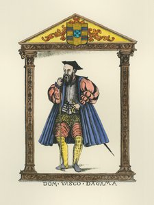 Vasco da Gama (ca. 1469-1525) (gravering) (senere fargelegging) av English School