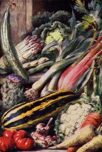 Grønnsaker (farge litho) av English School