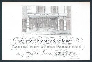 Veysey, hattemaker, strømper og glover, byttekort av English School