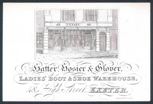 Veysey, Hutmacher, Strumpf- und Handschuhmacher, Visitenkarte