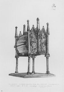 Victoria And Albert Museum: Relikvieskrin, i bergkrystall og forgylt sølv, italiensk, ca 1350 av English School