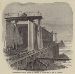 Victoria Bridge, snitt som viser rørets dannelse og struktur (gravering) av English School