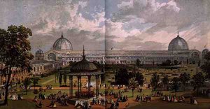Utsikt fra hagebrukshagen på utsiden av den store utstillingen fra 1851, fra Dickinson