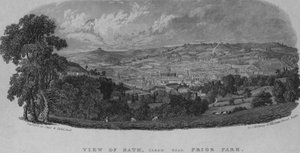 Utsikt over Bath, tatt nær Prior Park (gravering) av English School