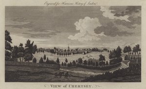 Utsikt over Chertsey, Surrey (gravering) av English School