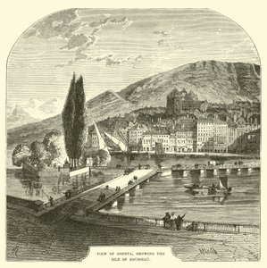 Utsikt over Genève, som viser Isle of Rousseau av English School