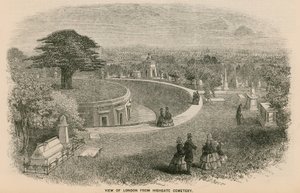 Utsikt over London fra Highgate Cemetery av English School