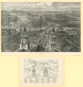 Utsikt over London fra St Pauls på Lord Mayors Day av English School