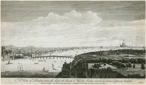 Utsikt over London tatt av Lambeth Church av English School